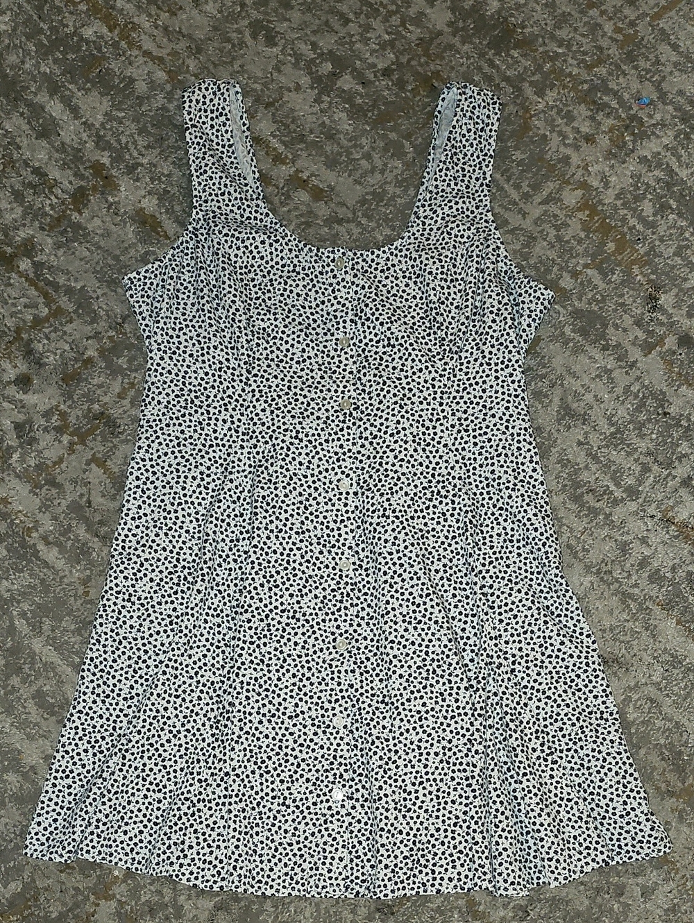 Old Navy Fit & Flare Crepe Button Front White & Black Ditsy Floral Sundress XL - Picture 4 of 10